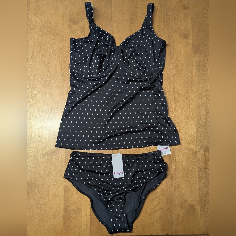 Freya Black and White Polka Dot Swimwear Set